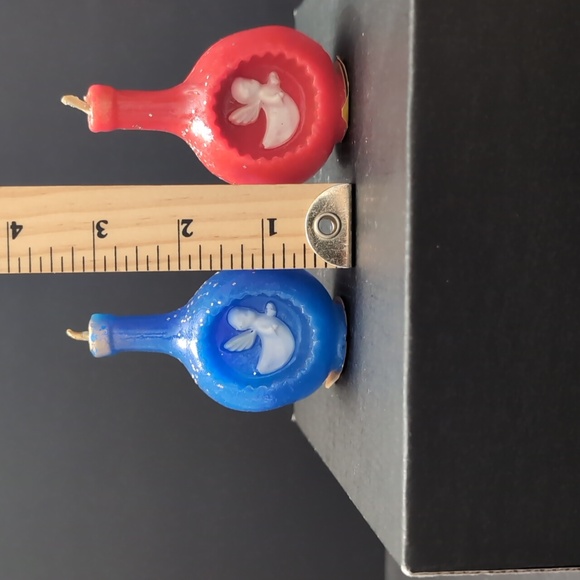 VGT 1950s Gurley Novelty Co Set Of 2 Ornaments with Angels Inside Wax Candles. - Picture 6 of 6
